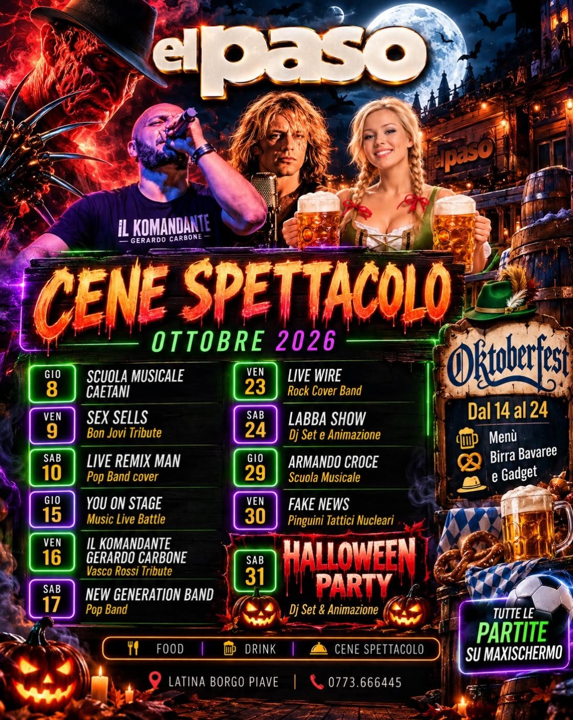 Cene Spettacolo Ottobre 2026 - El Paso
