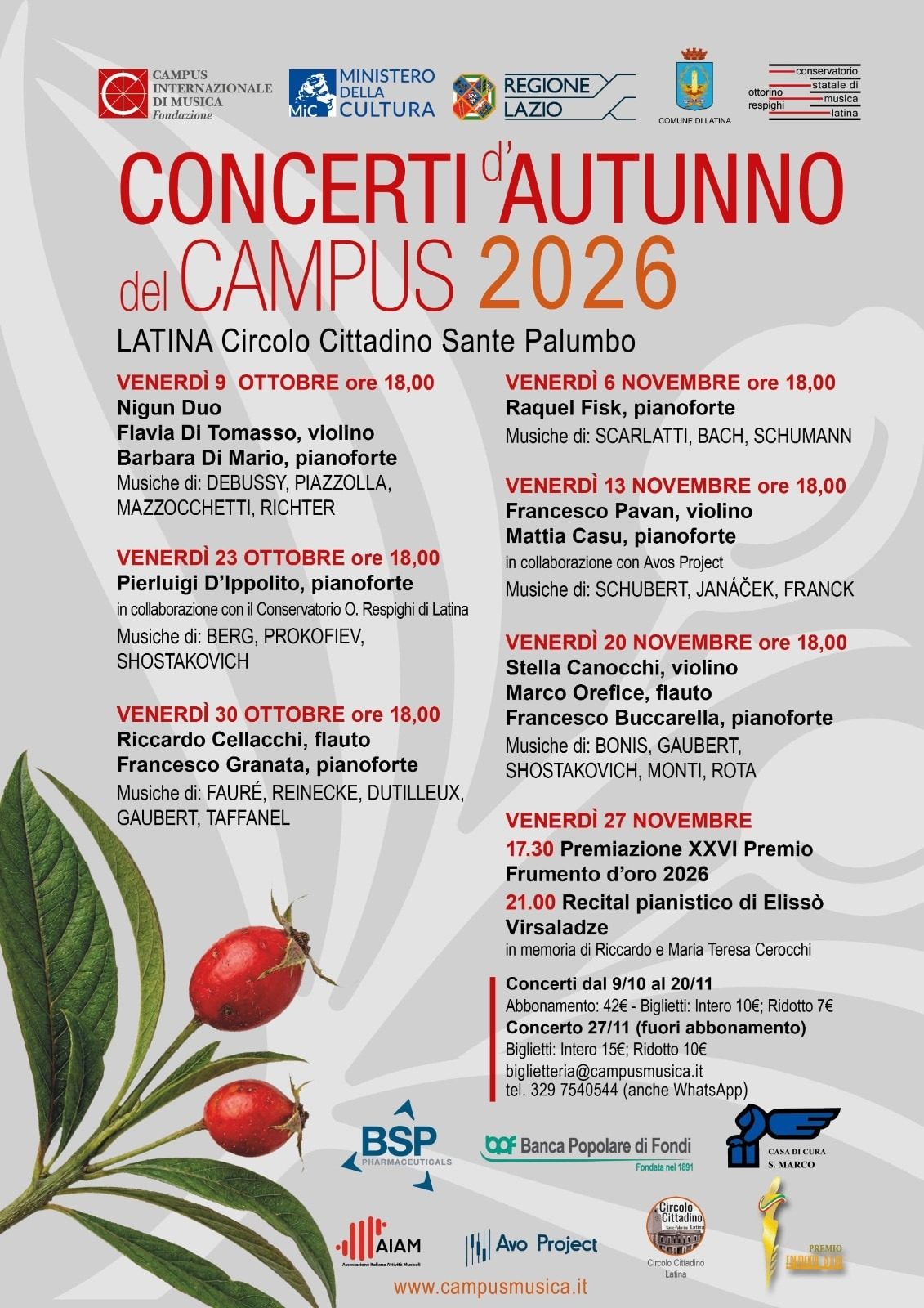 Concerti d'Autunno del Campus 2026 - Circolo Cittadino Sante Palumbo