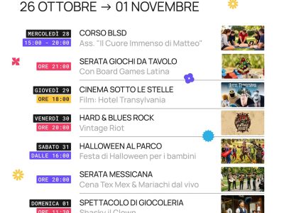 Ex Evergreen - Programma settimanale con Halloween al Parco