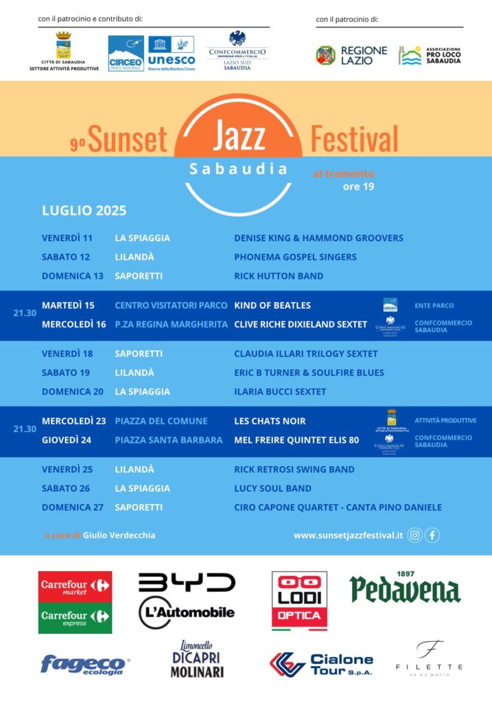9° Sunset Jazz Festival Sabaudia 2025 - programma