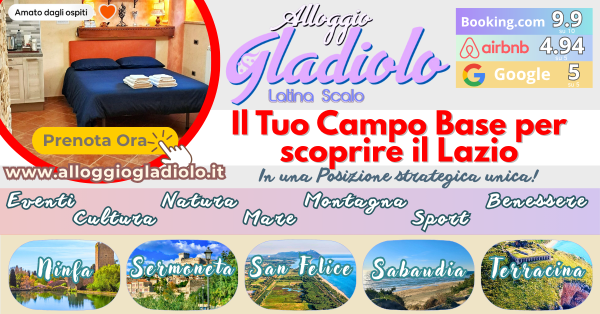 Alloggio Gladiolo Latina Scalo - Banner Eventi Agosto 2025 - 600x314px