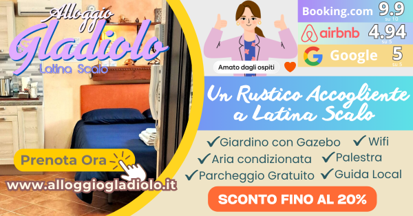 Alloggio Gladiolo Latina Scalo - Banner Sconti Agosto 2025 - 600x314px