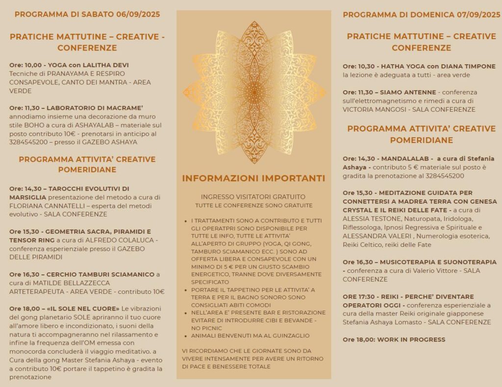 Latina Holistic Festival 2025 - Arti Olistiche ed Evolutive - programma