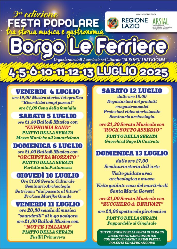 9ª Edizione Festa Popolare tra Storia Musica e Gastronomia 2025 - Borgo Le Ferriere