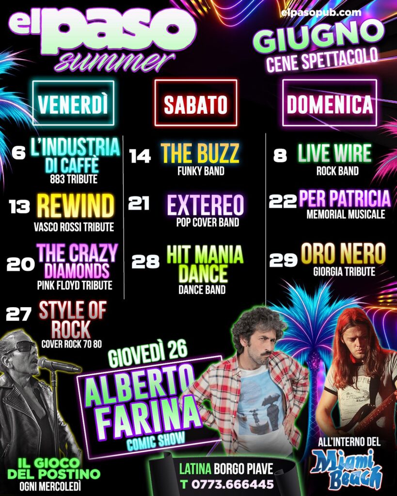 El Paso Summer Giugno 2025 - Rassegna Musicale e Spettacolo