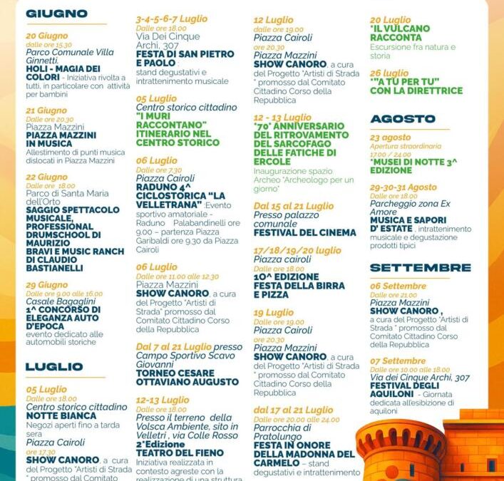 Estate Veliterna 2025 – Rassegna Estiva Culturale e Musicale a Velletri