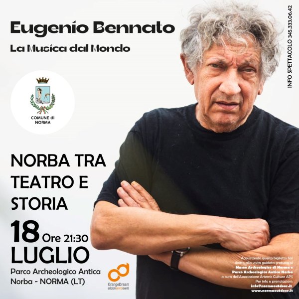 Eugenio Bennato “La Musica dal Mondo” a Norba tra Teatro e Storia