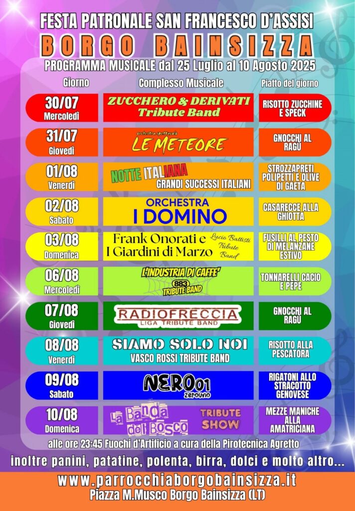 Festa Patronale San Francesco d'Assisi 2025 - Borgo Bainsizza