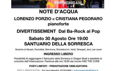 “Note d’Acqua” a Sabaudia – Concerto Pianistico con Lorenzo Porzio e Cristiana Pegoraro