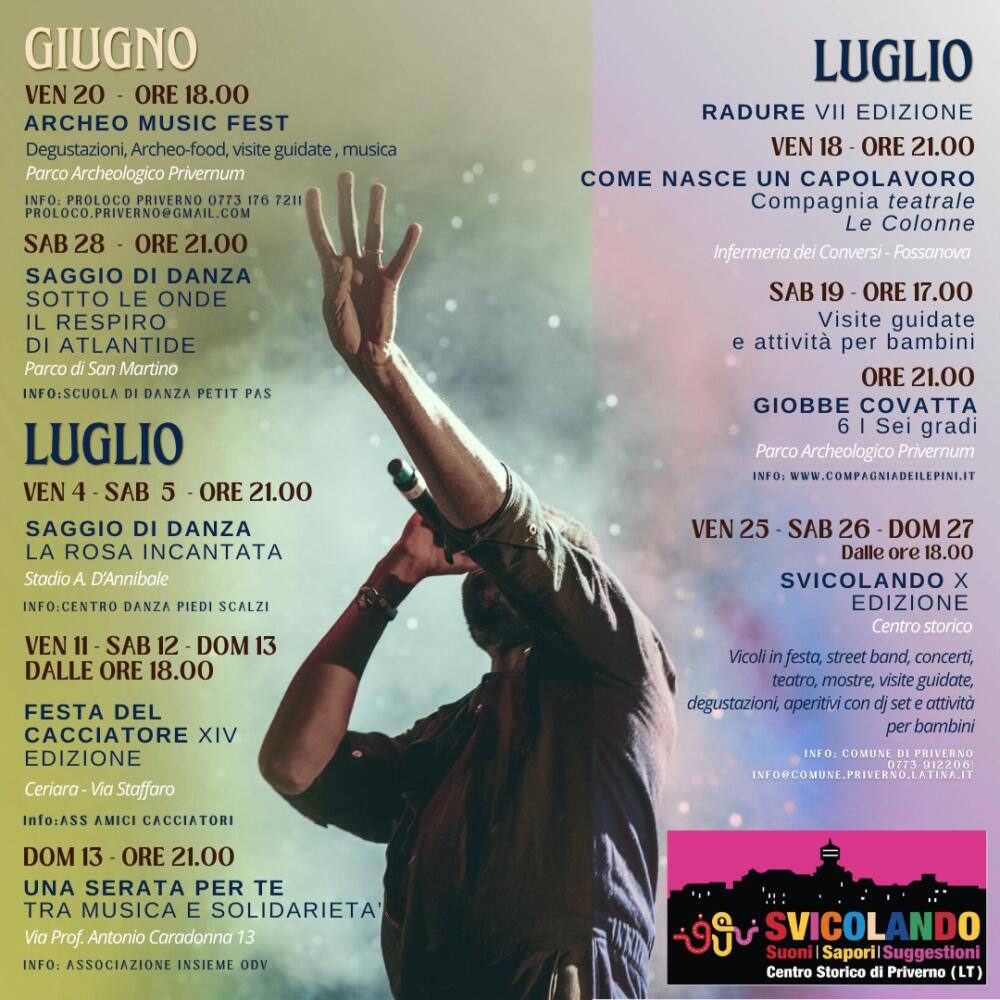 Priverno Estate 2025 - Eventi di Giugno e Luglio
