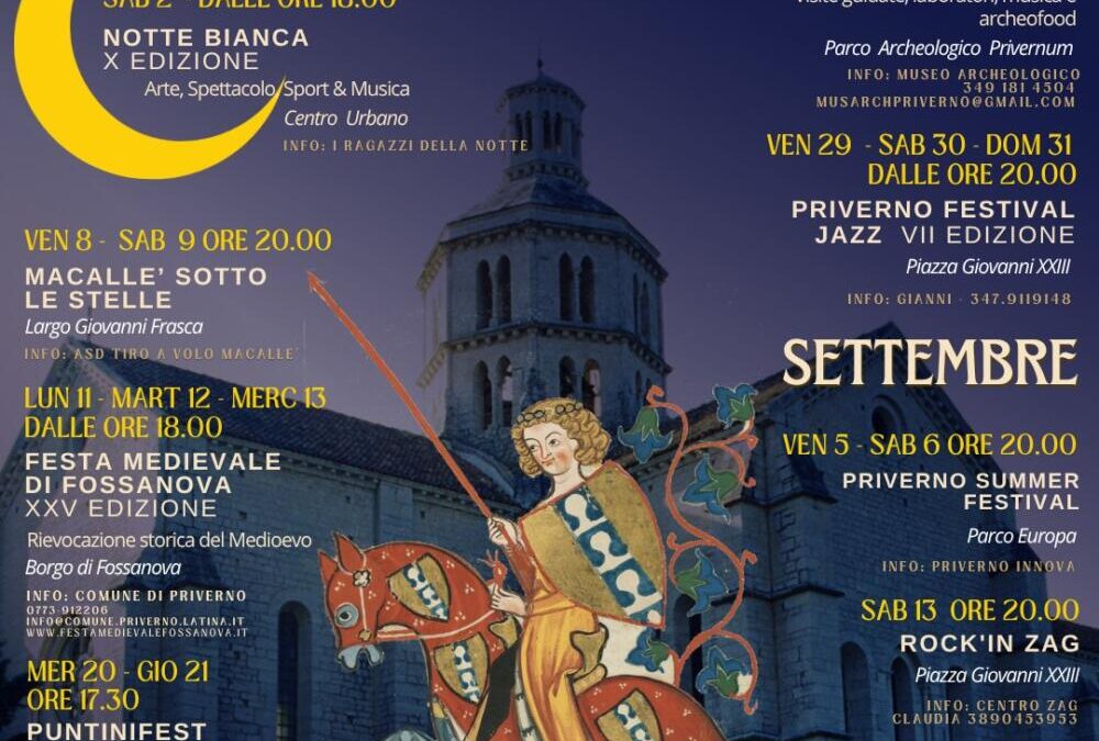 Priverno Estate 2025 – Eventi di Agosto e Settembre