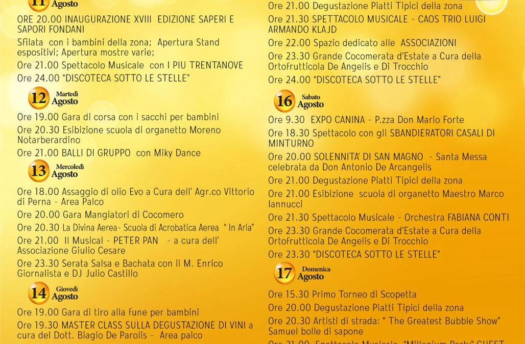Saperi e Sapori Fondani a San Magno 2025
