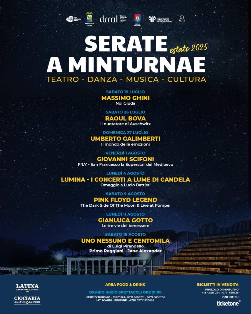 Serate a Minturnae estate 2025 - Teatro, Danza, Musica, Cultura